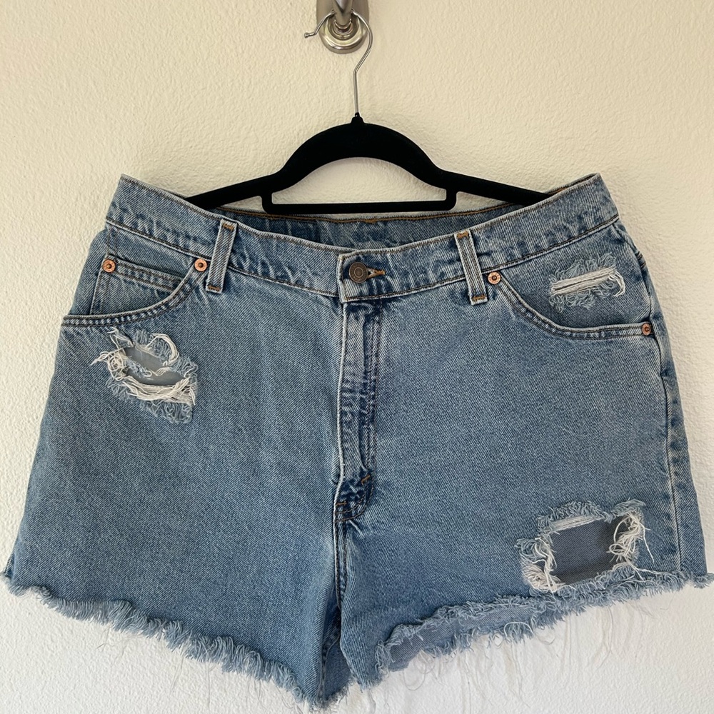 Levi's 950 Blue Distressed Jean Shorts